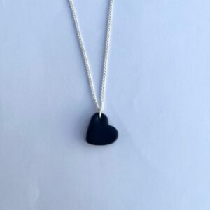 Sterling Silver chain with black heart pendant