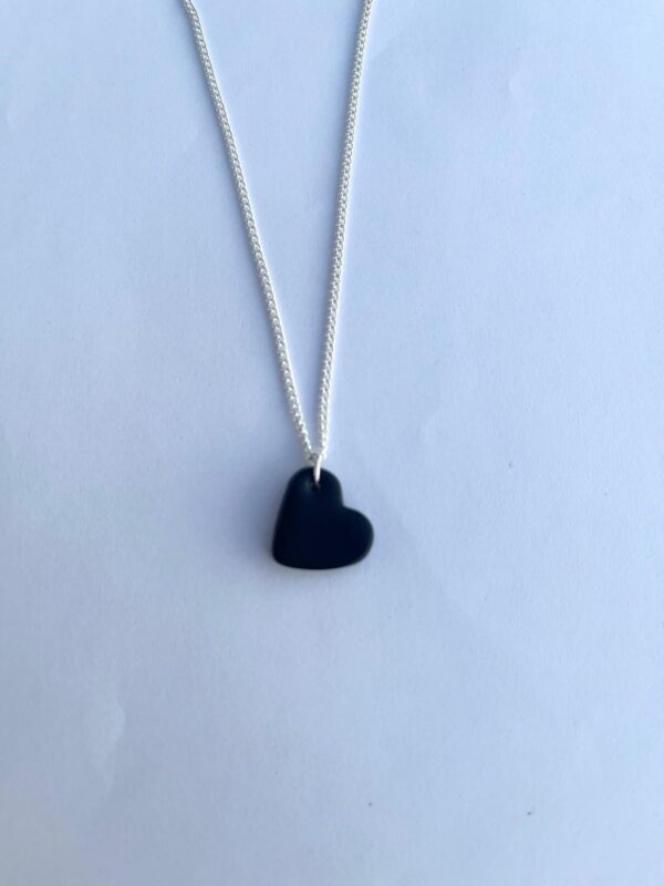 Sterling Silver chain with black heart pendant